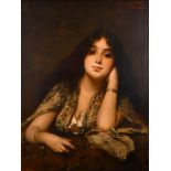 Nathaniel Sichel (1843-1907) German. ‘A Young Oriental Beauty’, Oil on Canvas, Signed, 28” x 21” (71