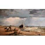 Samuel Bird (fl.1865-1893) British. ‘Salvaging the Wreck’, Oil on Canvas, Signed and Dated 1879, 30”
