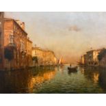 Antoine Bouvard (1870-1956) French. A Venetian Canal Scene with Figures in a Gondola, Oil on Canvas,