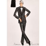 Norman Hartnell (1901-1978) British. A Fashion Design for a Dinner Jacket, Watercolour and Pen,