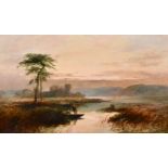 Thomas Dingle (1844-1919) British. A Tranquil River Landscape with Figures in a Boat, Oil on