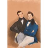 19th Century English School. A Study of Two Gentlemen, Pastel laid down, 24” x 18.25” (61 x 46.5cm)
