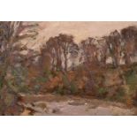 Hugh Munro (1873-1928) British. A River Landscape, Oil on Board, Inscribed on the reverse, 5” x