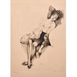 Hans Leu (1888-?) European. Study of a Seated Woman, Etching, Signed and Numbered 80/100 in