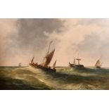 W… Rogers (19th – 20th Century) British. A Shipping Scene in Choppy Waters, Oil on Canvas, Signed,