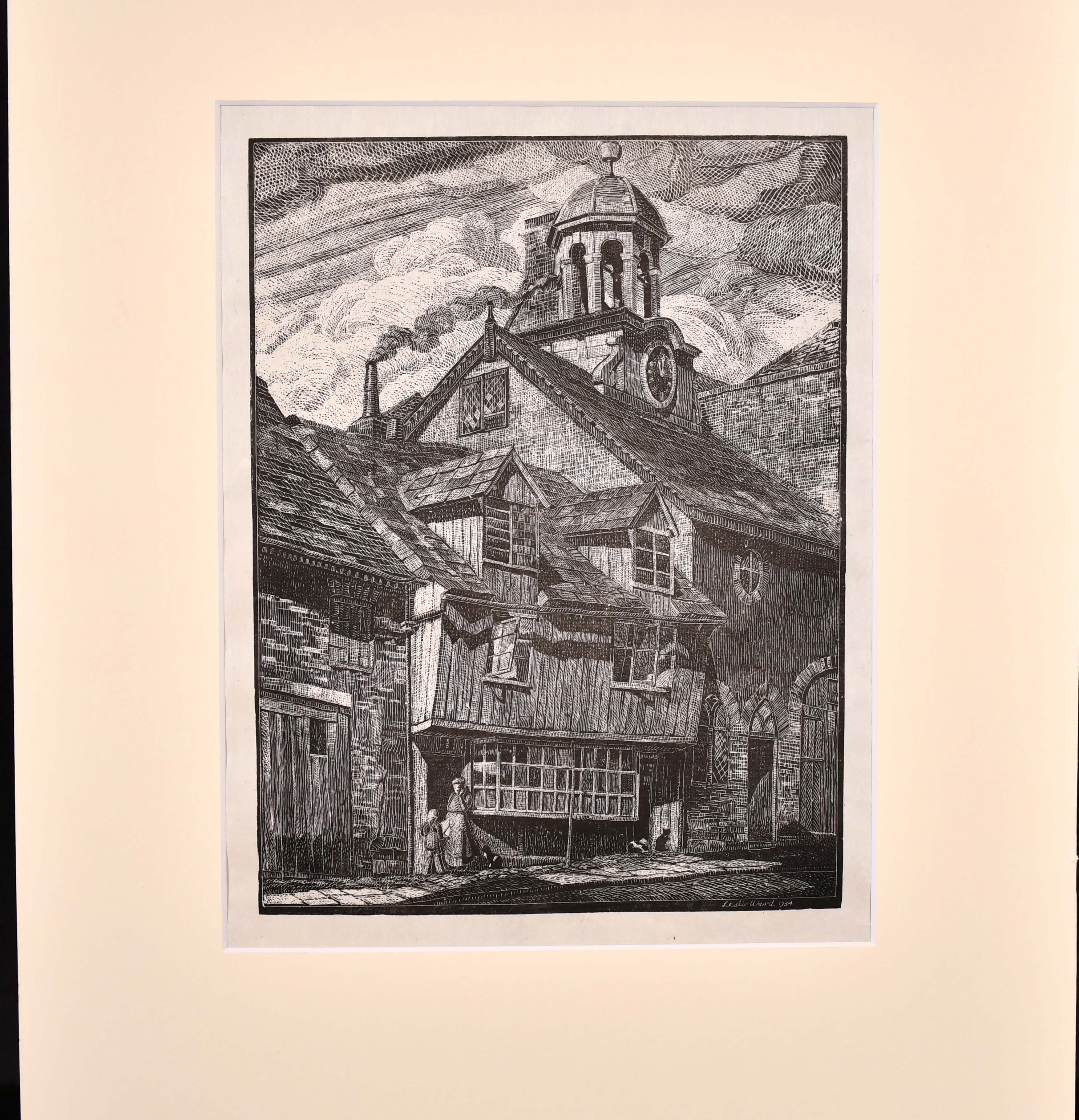 Leslie Moffat Ward (1888-1978) British. ‘The Town Clock’, Lithograph, Mounted, Unframed, 8.5” x 6.5” - Image 2 of 2
