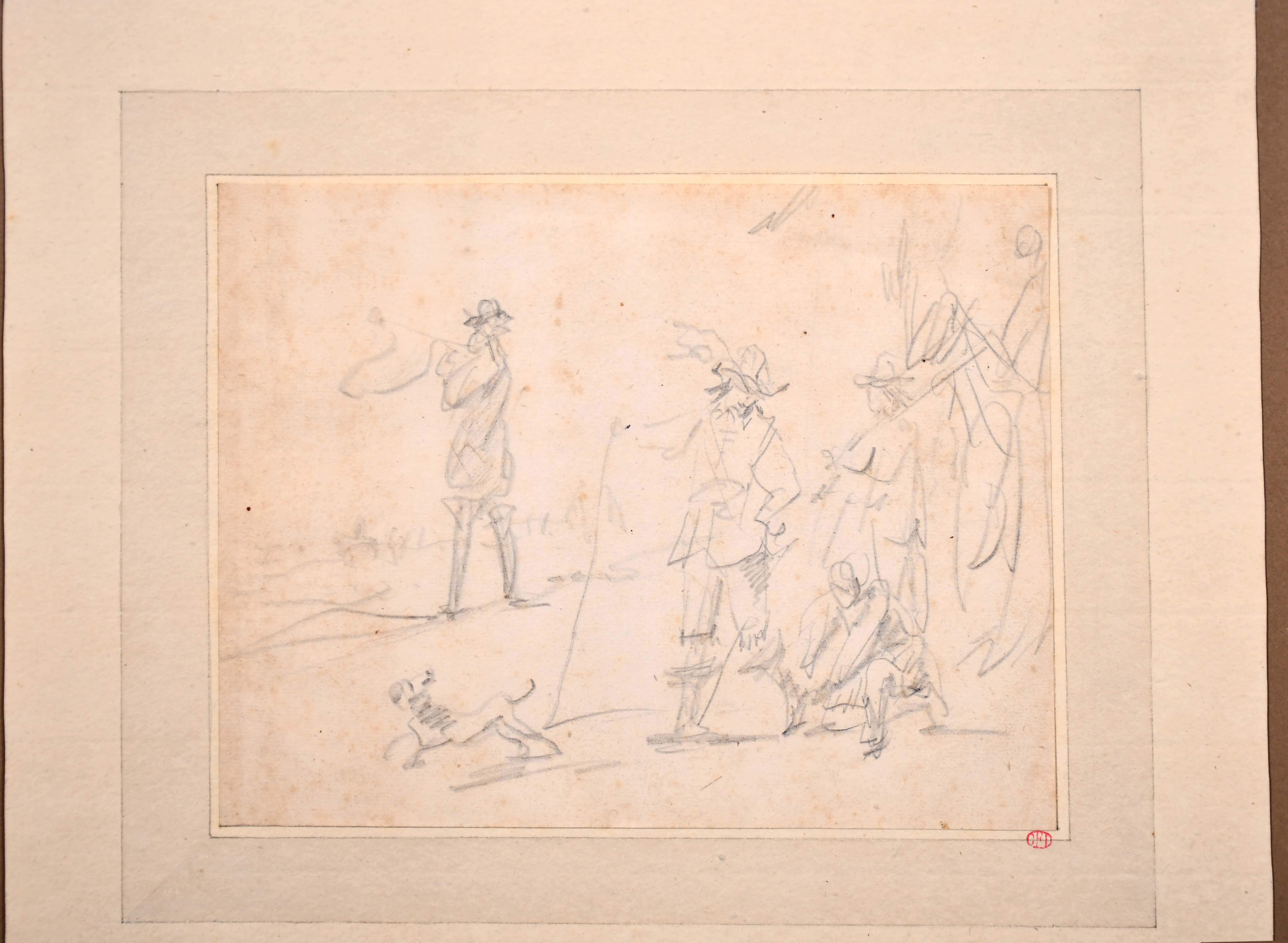 Circle of David Teniers (1610-1690) Flemish. Figures at a Battle Encampment, Pencil, with a - Image 2 of 3