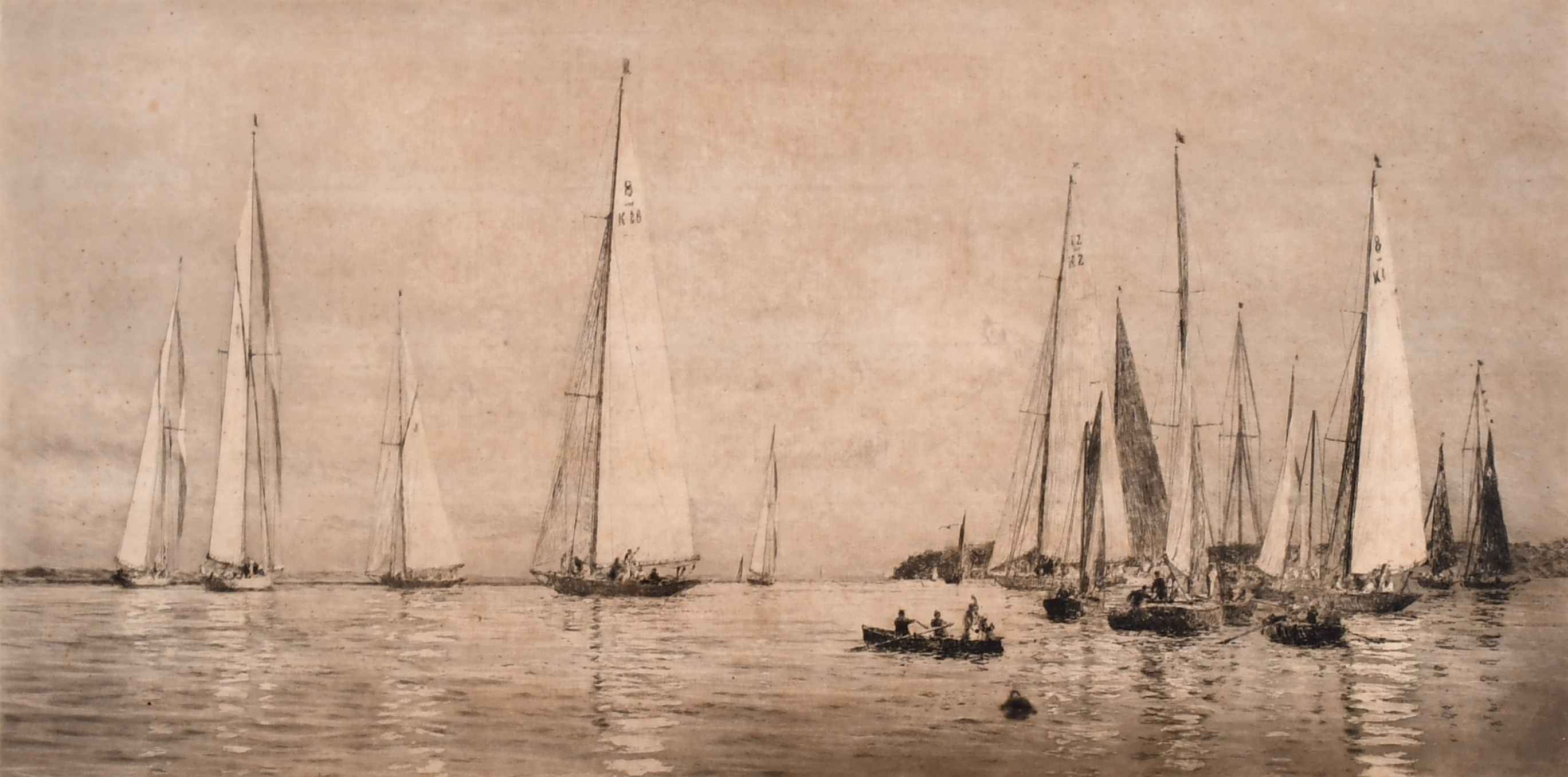 William Lionel Wyllie (1851-1931) British. “Yacht Racing off Cowes, (Isle of Wight)”, J Class