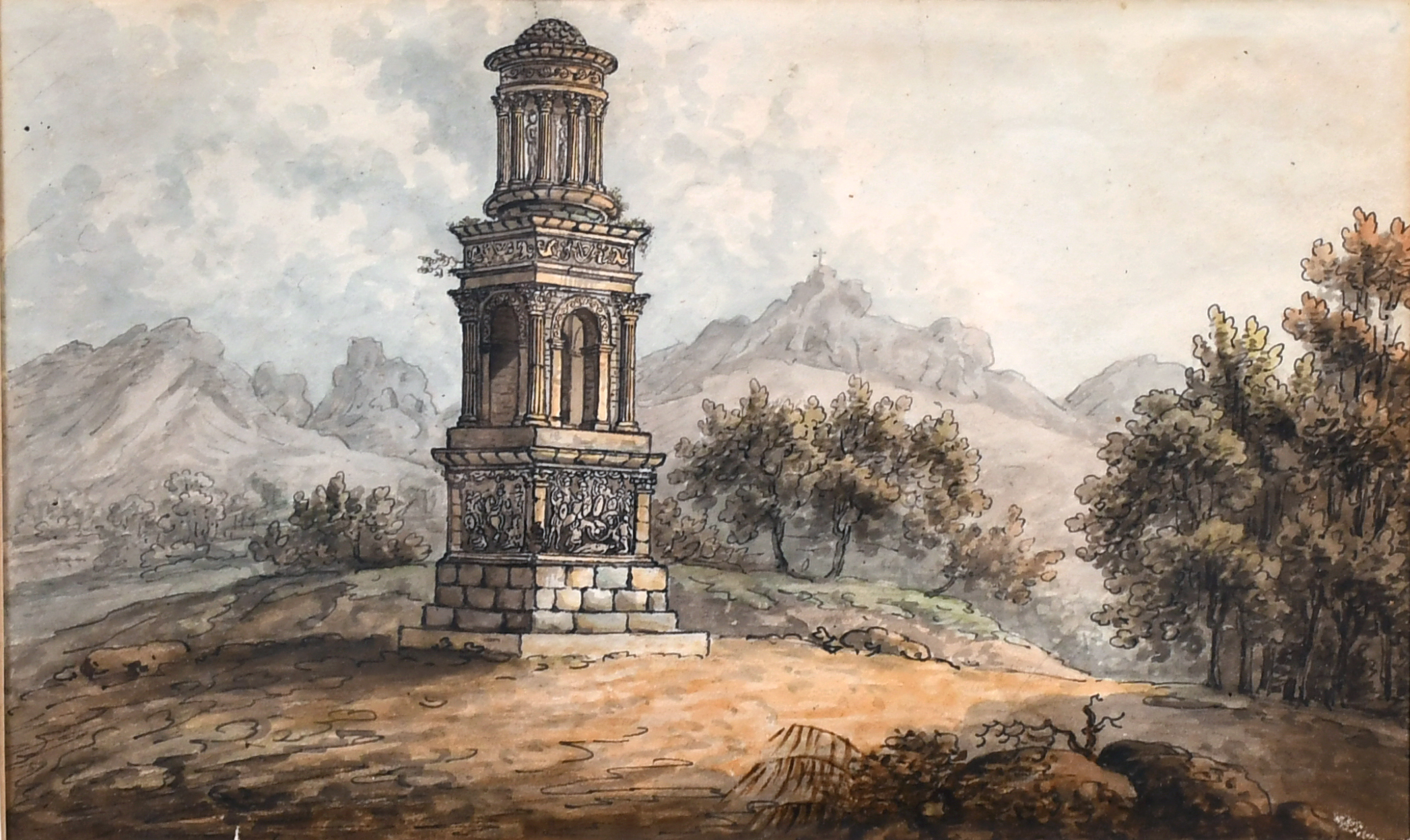 18th Century French School. ‘Ruins at Roman Monument at Mt Remy, Provence, 1782’, Watercolour,