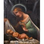 After Antonio Allegri Correggio (c.1489-1534) Italian. Madonna and Child, Oil on Canvas, Unframed,