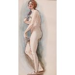 William Edward Frost (1810-1877) British. Study of a Standing Female Nude, Watercolour Pen and