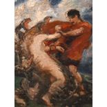 Charles Simms (1873-1928) British. Perseus and Andromeda, Oil on Panel, Signed, 9” x 6.5” (22.8 x