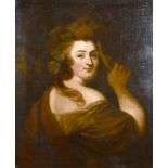 Circle of George Romney (1734-1802) British. Portrait of a Lady Holding a Theatrical Mask, Oil on