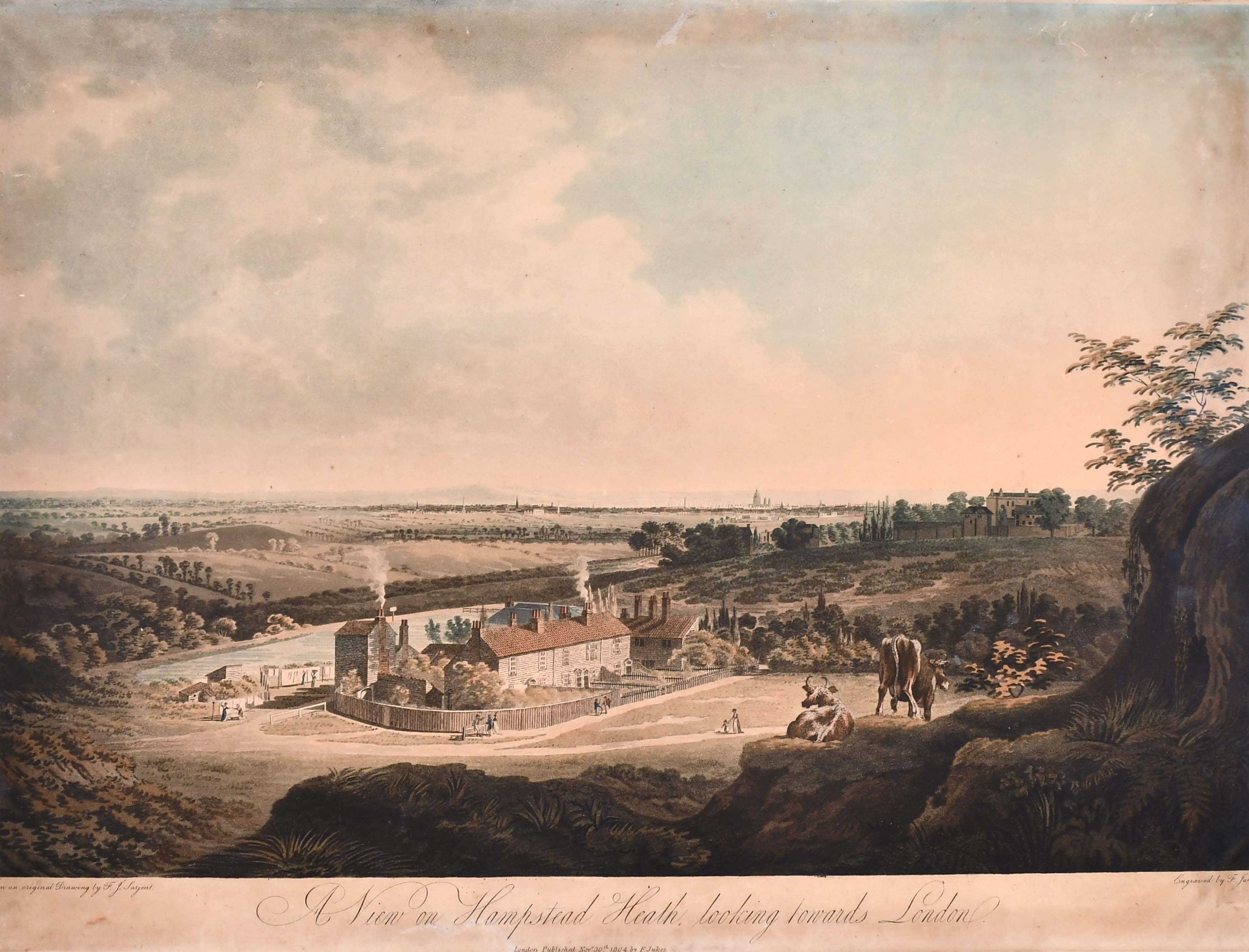 Francis John Sarjent (c.1780-1812) British. “A View on Hampstead Heath, looking towards London”,