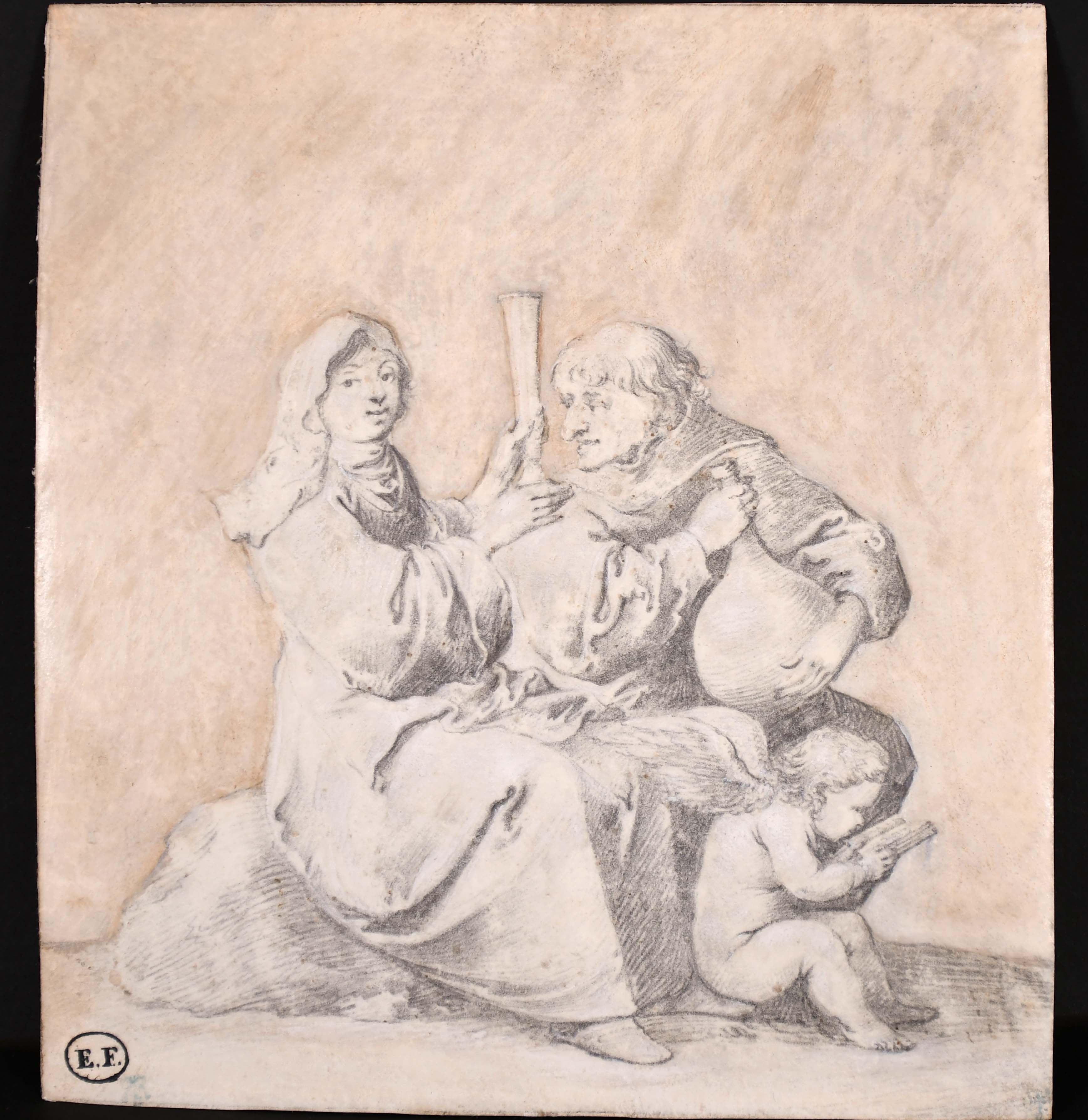Attributed to Pieter Jansz. Quast (1606-1647) Dutch. Figures with Drinking Vessels, Pencil and - Image 2 of 4