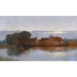 Late 19th Century English School. A Tranquil Evening River Landscape, Oil on Canvas, Indistinctly