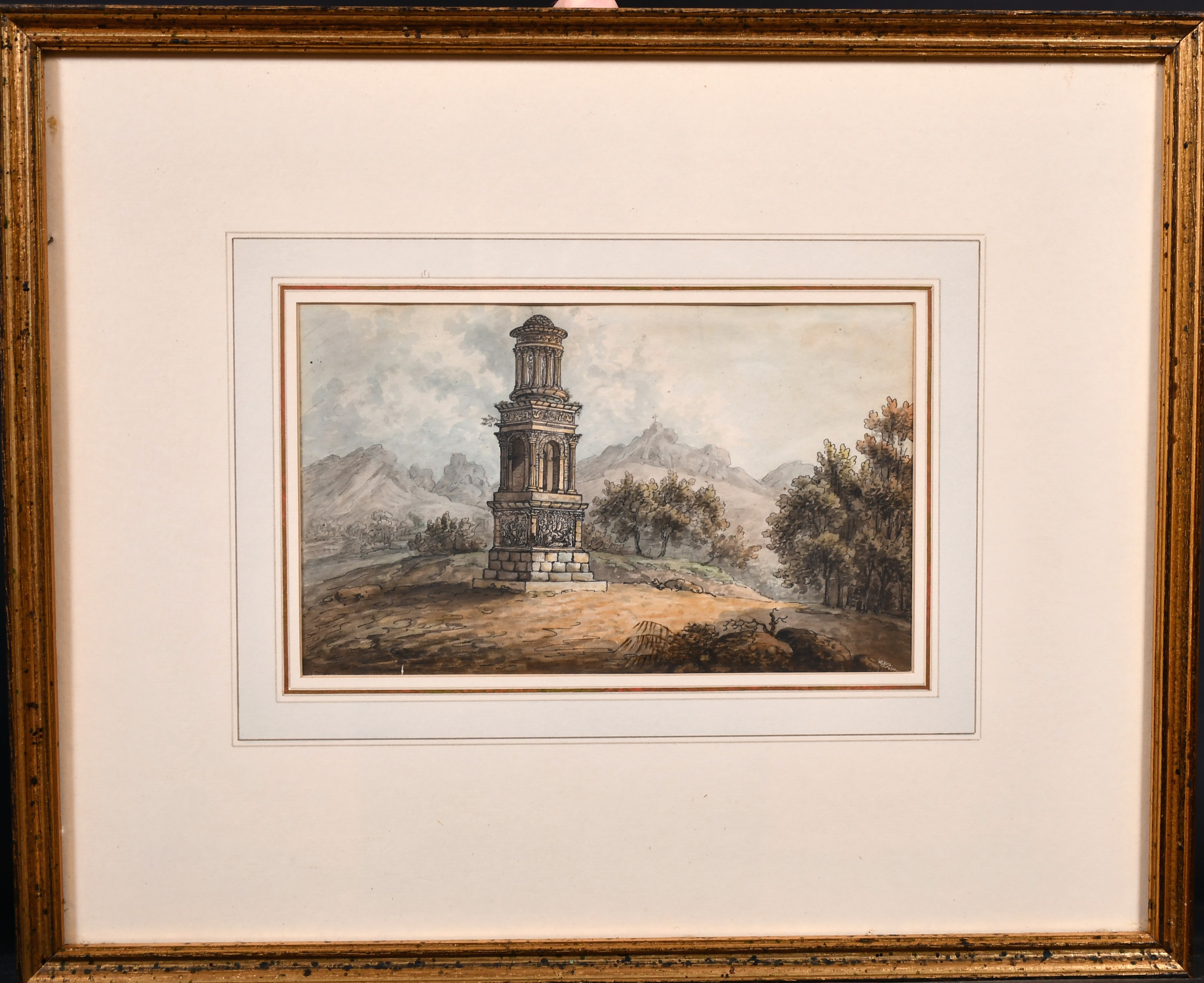 18th Century French School. ‘Ruins at Roman Monument at Mt Remy, Provence, 1782’, Watercolour, - Image 3 of 5