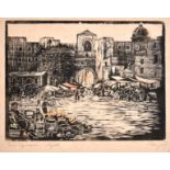 20th Century Italian School. “Porta Capuana, Napoli”, woodcut, Indistinctly Signed and Inscribed,