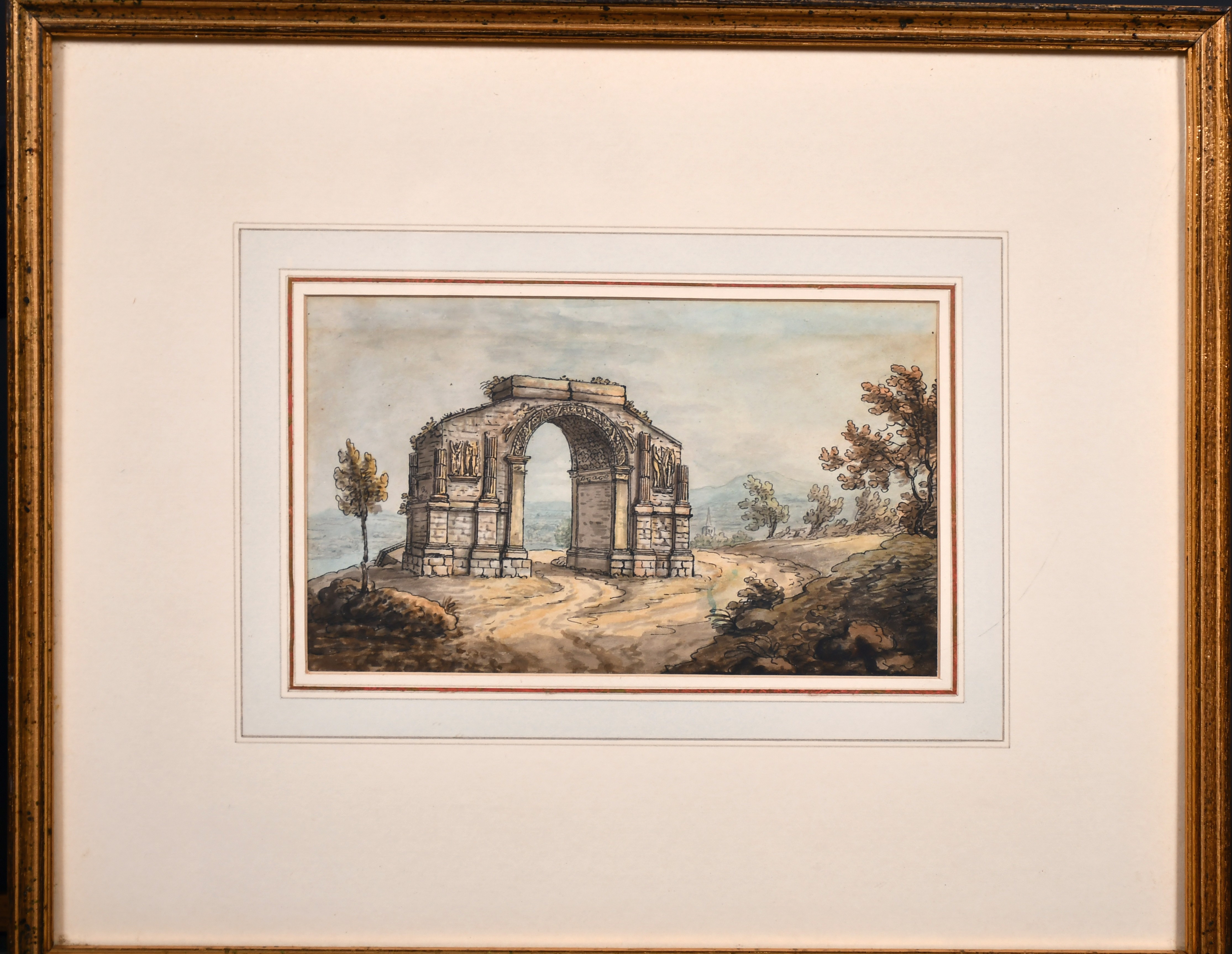 18th Century French School. ‘Ruins at Roman Monument at Mt Remy, Provence, 1782’, Watercolour, - Image 4 of 5