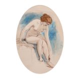 William Edward Frost (1810-1877) British. Study of a Female Nude, Watercolour Pen and Ink, Inscribed