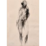 Giuseppe Ajmone (1923-2005) Italian. A Standing Figure, Charcoal, Signed and Dated ’66 in Pencil,