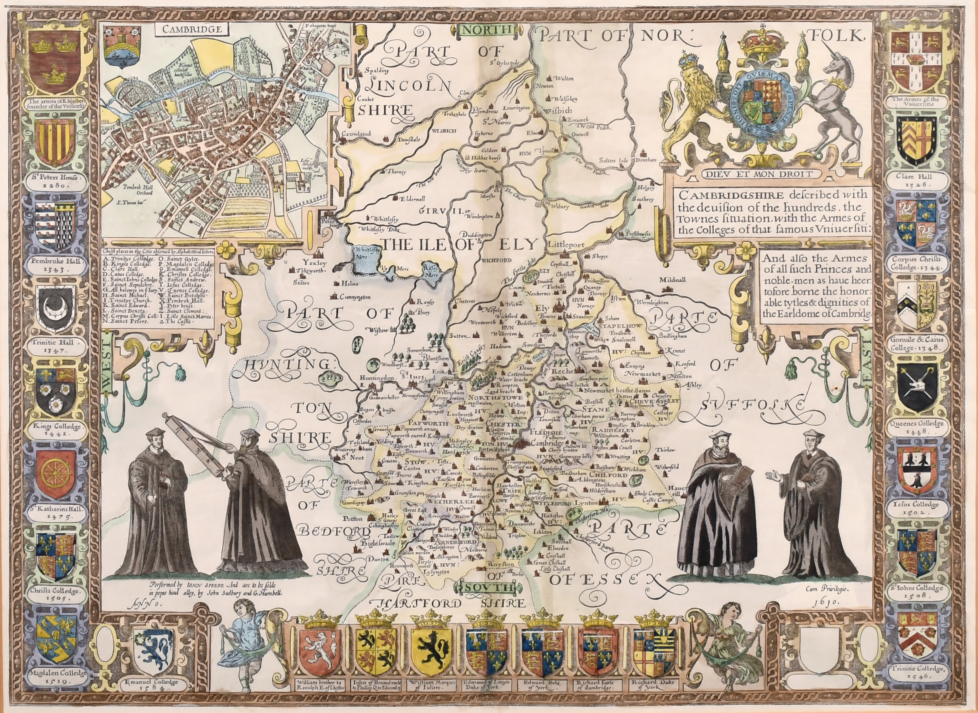 After John Speed (1552-1629) British. “Cambridgshire”, Map, 15” x 20.5” (38 x 52cm)