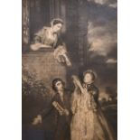 After Joshua Reynolds (1723-1792) British. “Charles James Fox with Lady Sarah Bunbury and Lady Susan