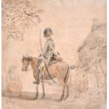 Paul Sandby (c.1730-1809) British. A Soldier on Horseback, Ink and Watercolour, Inscribed on