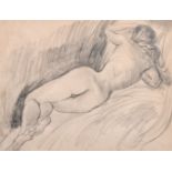 Jacob Epstein (1880-1959) American/British. A Reclining Female Nude, Pencil, Signed, 17” x 22” (43.2