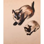 20th Century English School. Study of a Cat, Mixed Media, Unframed, 23” x 20.25” (58.4 x 51.5cm)