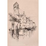 Joseph Pennell (1858/60-1926) American. A Venetian Backwater, Print, Inscribed, Unframed, 9.5” x