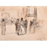 Jean-Louis Forain (1852-1931) French. Christ before Pontius Pilate, Watercolour and Ink, Signed