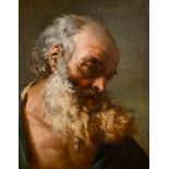 Circle of Simone Cantarini (1612-1658) Italian. A Head Study of a Bearded Scribe, Oil on Canvas, 18”