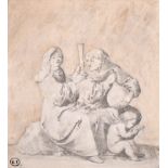 Attributed to Pieter Jansz. Quast (1606-1647) Dutch. Figures with Drinking Vessels, Pencil and