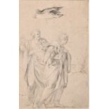 17th Century Italian School. A Study of Two Ladies with a sketch of a hand, Pencil, with Head