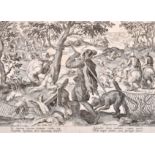 After Jan van der Straet ‘Stradanus’ (1523-1605) Dutch. The Hare Hunt, Engraving from the series ‘