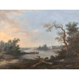 Attributed to Willem van Bemmel (1630-1708) Dutch. A Classical River Landscape with Figures,