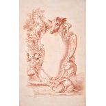 Christophe Huet (1700-1759) French. A Singerie Frontispiece Design, Sanguine, Signed and Dated 1741,