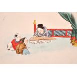 Early 20th Century Chinese School. A Woman Playing a Guzheng to Children, Watercolour, Unframed, 5.