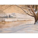 Norman Wilkinson (1878-1971) British. A Winter River Landscape, Watercolour, Signed, 10.25” x 13.75”