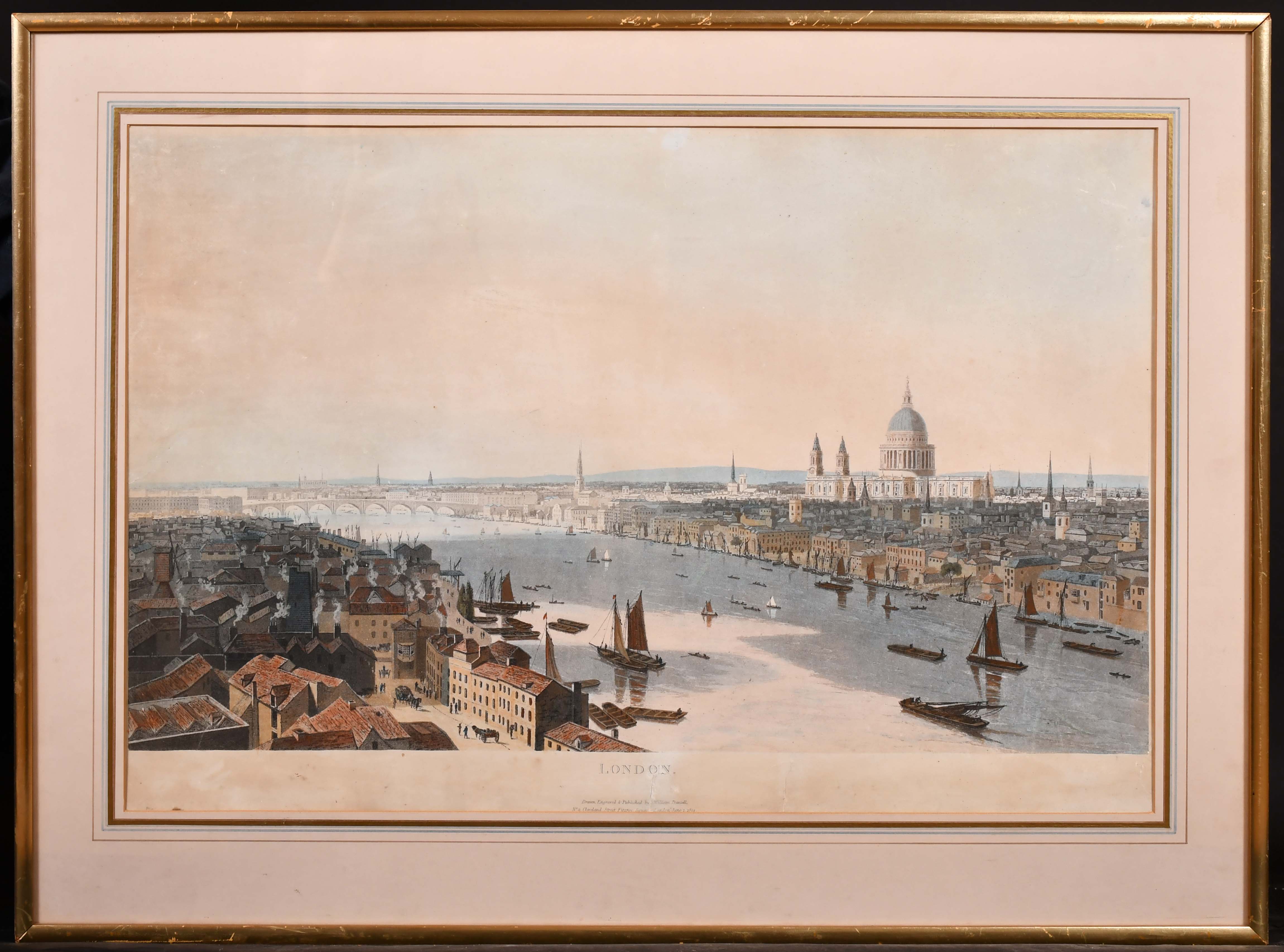 After William Daniell (1769-1837) British. “London”, Aquatint, 15.5” x 25.75” (39.4 x 66.5cm) - Image 2 of 4