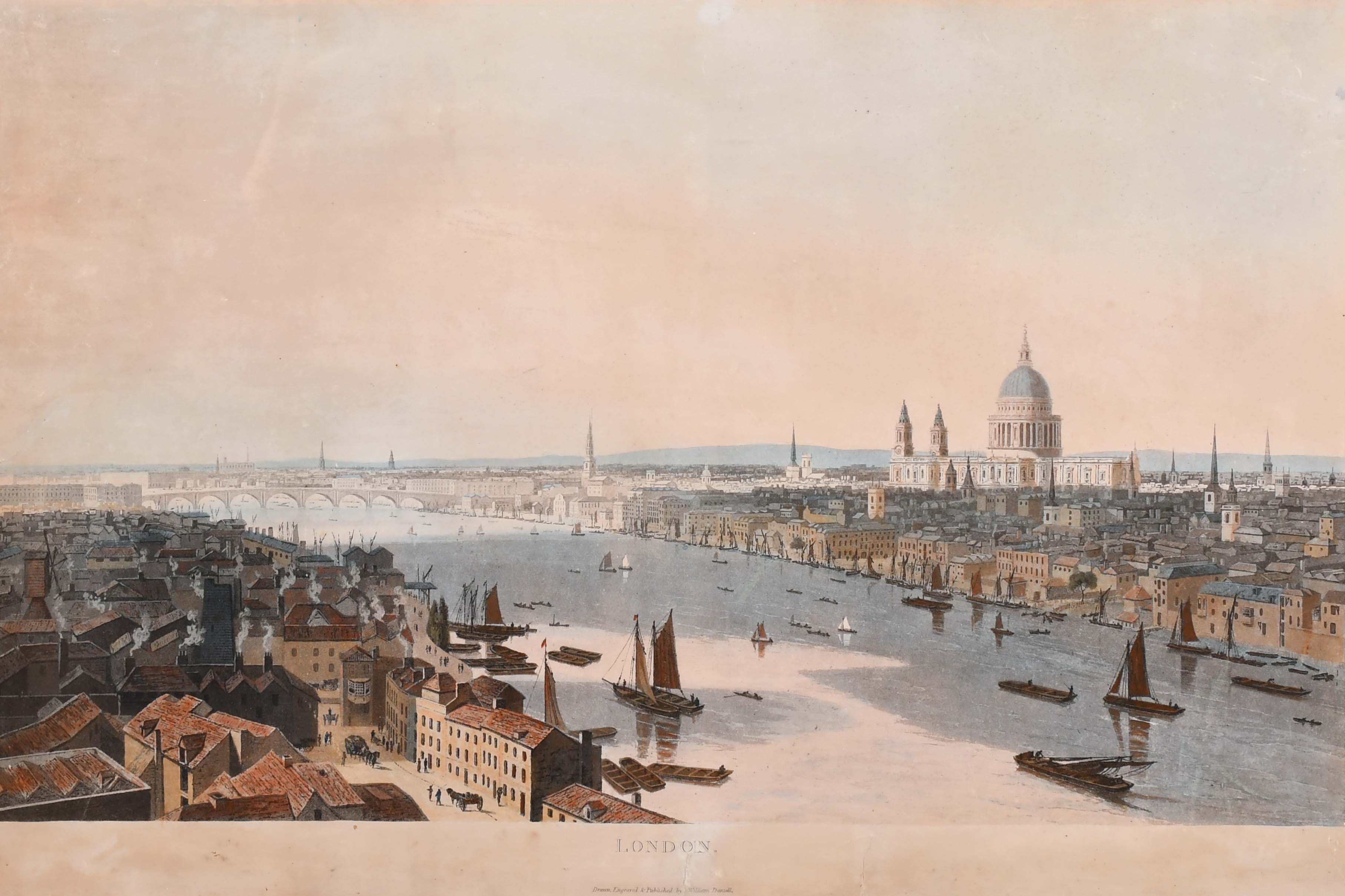 After William Daniell (1769-1837) British. “London”, Aquatint, 15.5” x 25.75” (39.4 x 66.5cm)