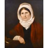 19th Century English School. Bust Portrait of a Lady, Oil on Canvas, in a Dark Wood Frame, 30” x 25”