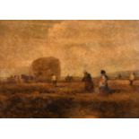 David Cox (1783-1859) British. A Harvesting Scene, Oil on Canvas, 11.75” x 15.5” (29.8 x 39.3cm)