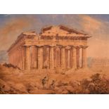 Circle of William Page (1794-1872) British. “Paestum”, with Figures in the foreground,