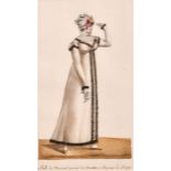 19th Century French School. “Robe de Merinos Garnie de Marther; Chapeau de Reps”, Watercolour,