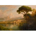 William Havell (1782-1857) British. “The Ruins on Lago d’Averno on Lake Avernus”, near Naples, Oil