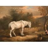 Circle of James Ward (1769-1859) British. A Horse on a Bridge, Oil on Panel, 6.5” x 8.5” (16.5 x