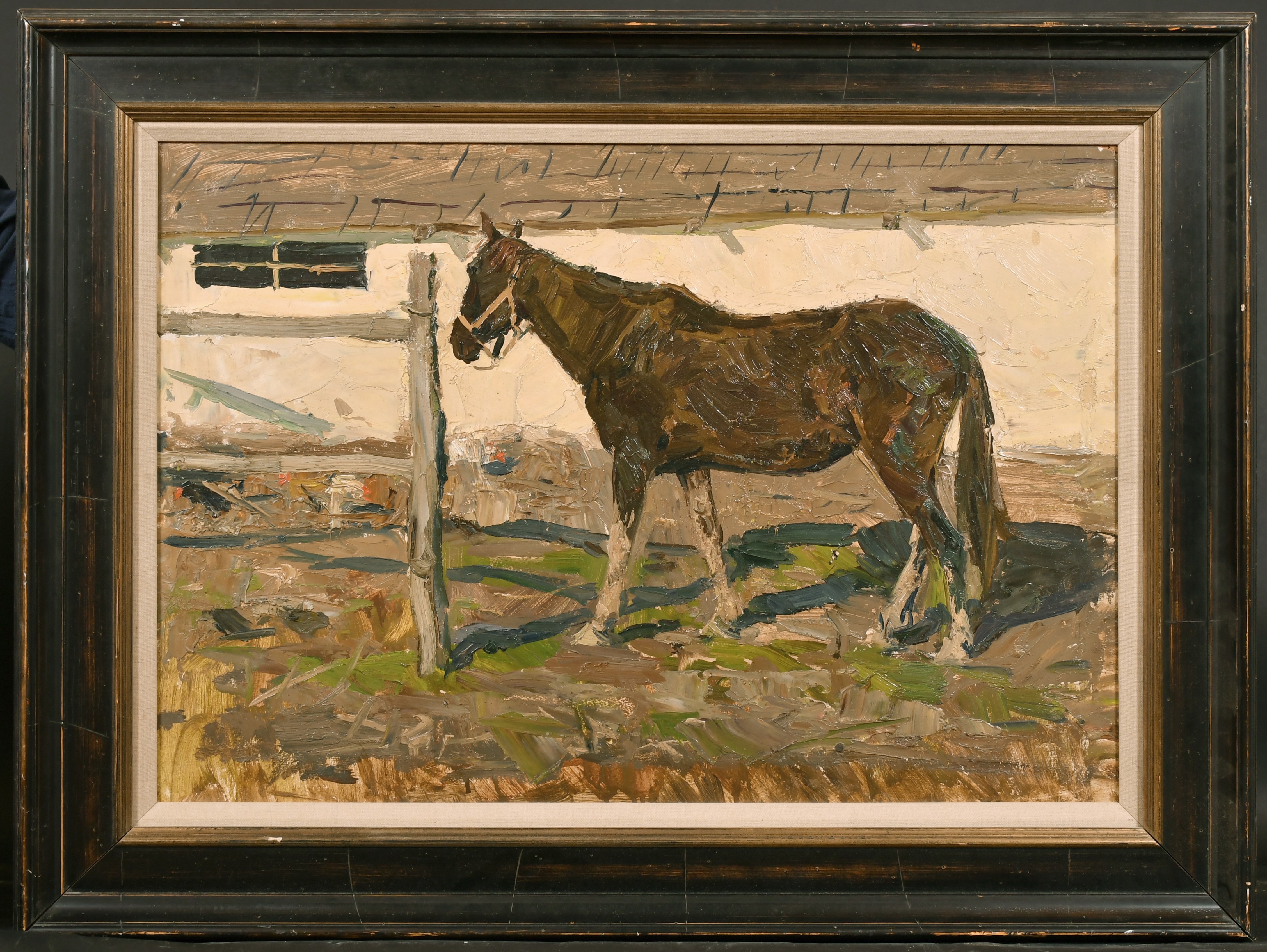 Egveni Ivanovich Samsonov (1926- ) Russian. “A Horse”, Oil on Board, Inscribed on reverse, 19.25” - Image 2 of 4