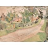 Maud Frances Eystone Sumner (1902-1985) South African. An English Country Lane, Watercolour and Ink,